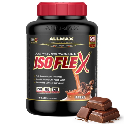 [BRSWIZT6O4CW2HLA] ALLMAX ISOFLEX Pure Whey Isolate Protein Powder - Gluten Free, Low Lactose, Sugar-Free - High-Protein, Clean, Keto-Friendly for Pre Post Workout Supplement for Women and Men | Chocolate, 5lb