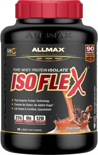 [BRSWIZT6O4CW2HLA] ALLMAX Nutrition - ISOFLEX Heraproteiinijauhe, heraproteiini-isolaatti, 27g proteiini, suklaa, 5 punta