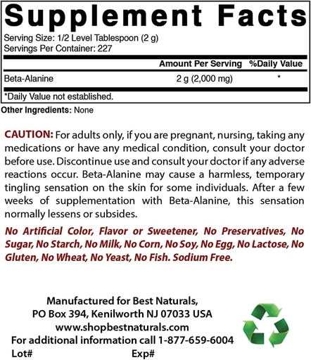 [BRSRMCQEO4HQ423G] Beta Alanín Pure prášok 1 libra a oxid horečnatý 500 mg
