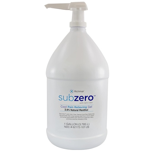 [BRSWIZQYDIEBSH3I] Sub Zero Cooling Pain Relief Gel, 1-Gallon Bottle with Pump - Joint Relief and Nerve Pain Relief Cream for Muscle Deep Pain Relief and Arthritis Relief