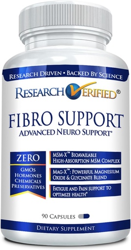 [BRSRO2YTCMIQIDLV] Research Verified Fibro Support - 90 Capsules - MSM, Magnesium, Vitamin D3, BioPerine - 1 Month Supply - Vegan