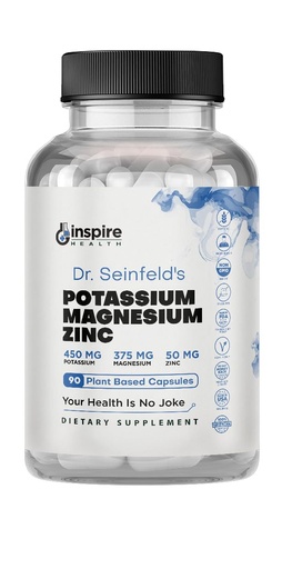 [BRSW2GAPOINQMH32] Magnesium Potassium Supplements w/Zinc - 90 Capsules - Magnesium Potassium Zinc for Vascular Health – High Absorption Vegan Supplement for Leg Cramps & Sleep Dr Seinfeld