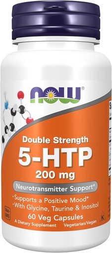 [BRSWIY32BQOBSEA7] Now Foods Supplements, 5- HTP (5- hydroxytryptophan) 200 mg, Double Strength, Neurotransmitter Support *, 60 Veg Kapsler