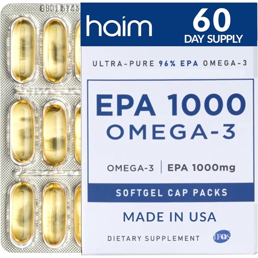 [BRSRMAYRAV4A2CA3] HAIM EPA1000 – High-Potency EPA Fish Oil Supplement – 1,000mg Omega-3 for Heart, Brain & Joint Health – Pure, Burpless Capsules – 60 Softgels – Made in USA