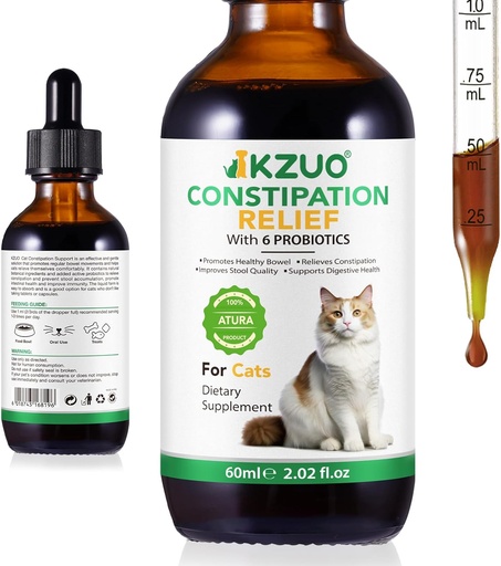 [BRSRAFD6AAJRECD6] Cat Constipation Relief - Natural Laxative Drops with Pumpkin Fiber & Probiotics, Vet-Formulated for Fast Bowel Support, Hairball Relief, Easy Liquid Dosing, Chicken Flavor