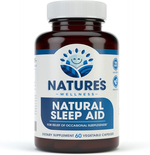 [BRSWKFDYAIAQKF3A] Premium Natural Sleep Aid for Adults - Effective Relief - Non Habit Forming - Wake Up Feeling Refreshed - Proprietary Blend with Melatonin, Tryptophan, Magnesium, Valerian, Chamomile & More - 60 Veg