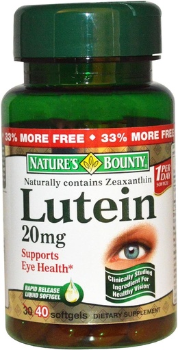 [BRSWIGAOBQPBWETM] Nature's Bounty Lutein 20mg, 40 Softgels (Pack of 2)