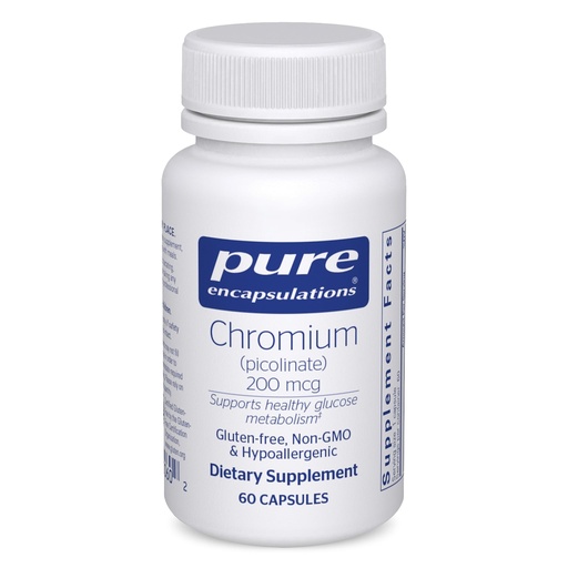 [BRSWIZ3RBMIR2GQ7] Pure Encapsulations Chromium (Picolinate) 200 mcg | Hypoallergenic Supplement for Healthy Lipid and Carbohydrate Metabolism Support* | 60 Capsules