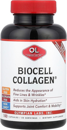 [BRSWIYQ4DEJRQD3E] Olympian Labs Biocell Collagen II 1500mg Suplemento Capsules No GMO, Libre de gluten, Libre de alergano - Apoya las células productoras de la piel y el cartílago mixtos - 100 cápsulas (33 Day Supply)