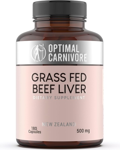 [BRSWY2TYOF6QKHIY] Optimal Carnivore Grass Fed Beef Liver Capsules, Freeze Dried in Convenient Pills, 180 Capsules, Desiccated supplement
