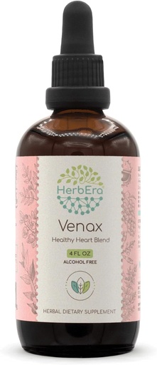 [BRSWYEIPOIIROE3Z] HerbEra Venax B120 Alcohol-Free Extract Tincture, Concentrated Liquid Drops: Butcher's Broom Root, Horse Chestnut Nut, Rosemary Leaf, Prickly Ash Bark, Bilberry Leaf, Grape Seed. Stone Root. 4 Oz