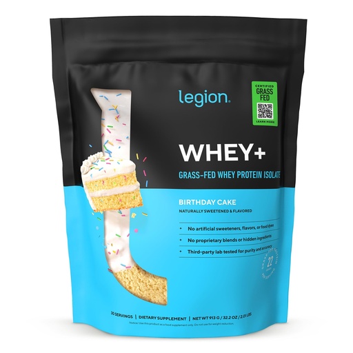 [BRSWGHD7BN5GMAA7] LEGION Whey+ Protein Whey Isolate from Grass Fed Cows (Birthday Cake, 30 Servings) - Whey Protein Isolate Powder Low Calorie, Non-GMO, Sugar Free, Lactose and Gluten Free, All Natural Protein Powder