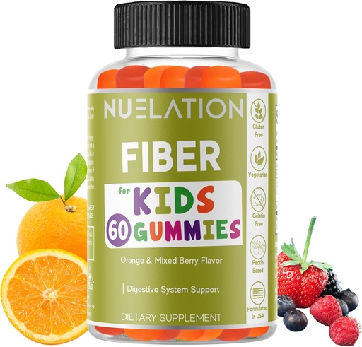 [BRSROHD5DF5Q2E36] Fiber Gummies for Kids - 60 Count - Vegetarian, Gluten Free, Gelatin Free, Fiber Supplement for Kids - Prebiotic Fiber to Support Digestion, Bowel Movement & Immune Health