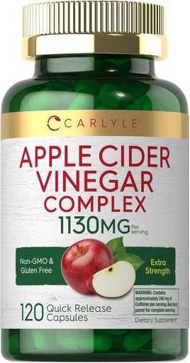 [BRSROCAPDMFQOGY6] Carlyle Apple Cider Vinegar Complex 캡슐 | 120 알약 | Cayenne 및 Ginger | Non-GMO 및 글루텐 무료 보충