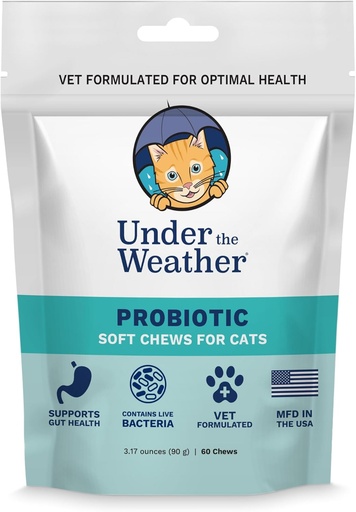 [BRSROC3YCUFW23YU] Under The Weather Pet Probiotic Chews for Cats | Promotes Normal Digestion, Balances Healthy Gut Health | 60 Star Shaped Soft Chews