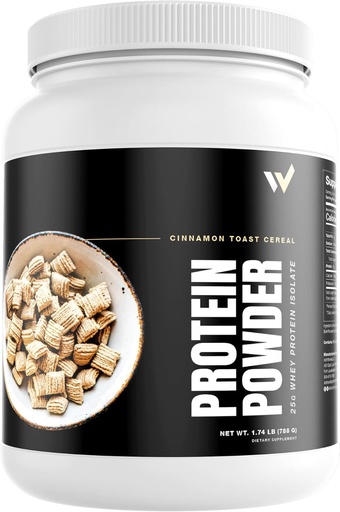 [BRSRAYADOYPQIGTD] Whey Protein Isolate Powder by Ashton Hall - Premium Cinnamon Toast Cereal Flavor - Low-Carb, High-Protein Shake for Muscle Growth & Recovery, pakattu 25 g Whey Protein per Scoop