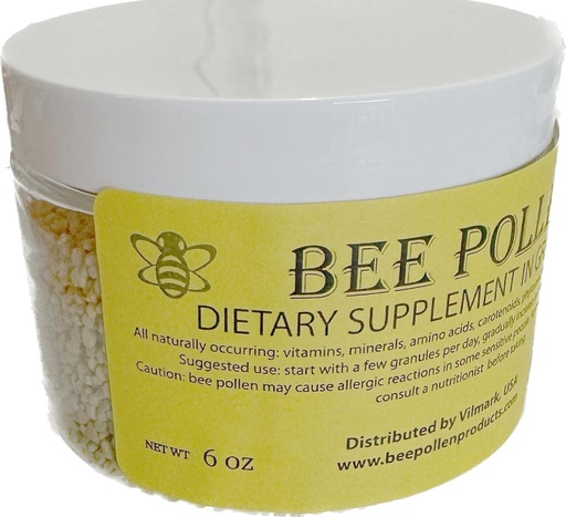 [BRSRMBIBA4GWCETO] 6 oz BEE Pollen 100% Pure Natural Non Processed Bee Pollen Granules 6 oz in jar
