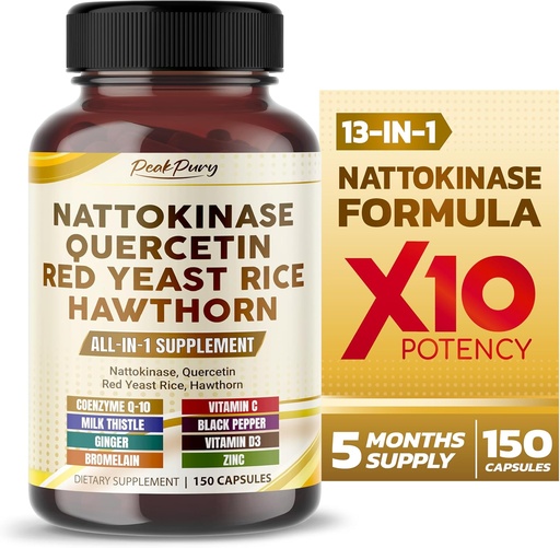 [BRSROCANOAMGKD3P] Nattokinase 5000FU Quercetin Red Yeast Rice Hawthorn - Overall Wellness Support - Made in USA