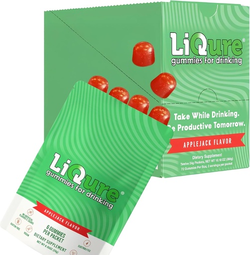 [BRSROCA7OAAWO2Y2] Gummi für Trinken, Fühlen Sie sich besser nach einer Nacht heraus, DHM, Milchdistel, B Vitamine, Elektrolyte, Pflanzenbasiert, 72 Gummie (24 Servierungen) - Post-Celebration Wellness