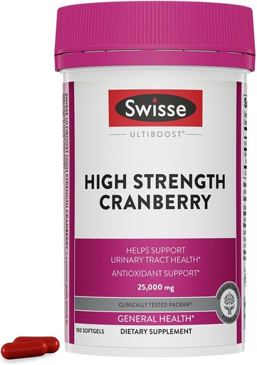 [BRSWEC34CEPBECQ3] Swisse Cranberry Pills for Women & Men | PACran Cranberry Extract Supplement 25000mg | Urinary Tract Health Support for UTI * | Bladder & Kidney Support * | 100 Softgel Capsules