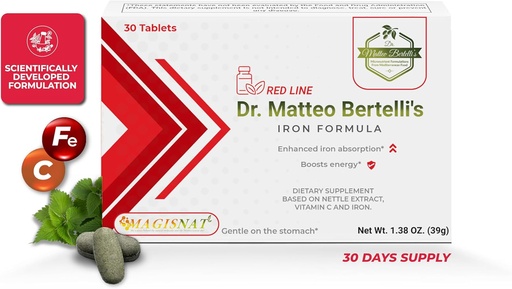 [BRSRAZYLCIJWMELH] Dr. Matteo Bertelli's Iron Formula (30 Tablets) - Nettle Extract, Vitamin C, Iron