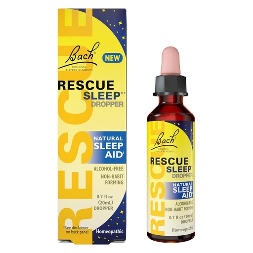 [BRSWYBI3BEORAHLK] Bach RESCUE SLEEP Dropper 20mL, Natural Sleep Aid, Homeopathic Flower Essence, Free of Melatonin, Sugar, & Gluten, Family-Friendly, Non-alcohol Formula