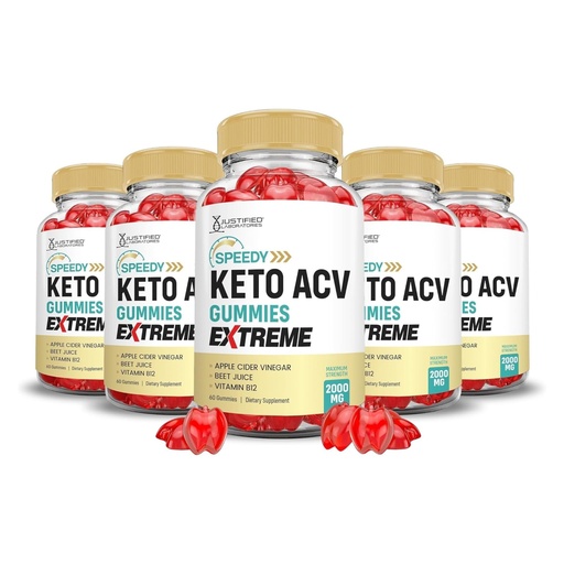 [BRSROZY6AANGOA37] Justified Laboratories Speedy Keto ACV Gummies Extreme (2000 mg) - 60 Count, Pack of 5 - Formulated with Apple Cider Vinegar, Folate & Vitamin B12 - Non-GMO, Vegan, Gluten Free - 150 Servings