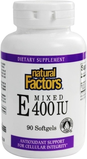 [BRSWIZYRAYHRUEQ5] Natural Factors Vitamin E Mixed 400 IU, Antioxidant Support for Cellular Integrity, 90 Softgels