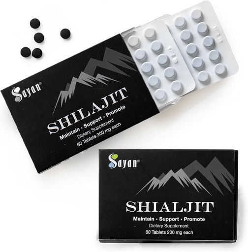 [BRSROHYOCQHRSFAZ] Sayan 100% Pure Shilajit Tablets, 24,000mg High-Potency Supplement, More Effective Than Resin & Capsules, 85+ Trace Minerals Sourced from 10,000ft Lab-Tested for Purity. 120 Tablets, 2-4 Month Supply