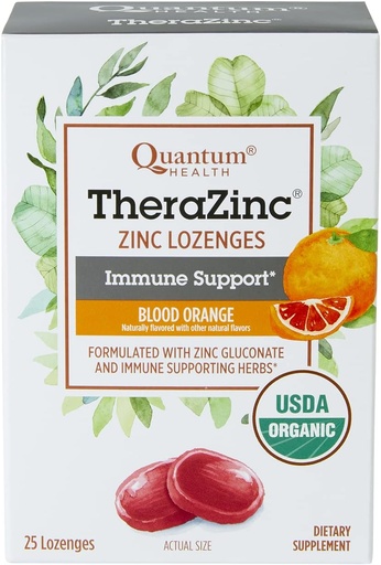 [BRSRMAILOICG2DY6] Saúde Quântica TheraZinc Lozenges Zinco Orgânico Echinacea & Honey Imune Suporte para Adultos e Crianças 12+ Naturalmente sabor laranja sangue rápido alívio sem sabor - 25 Conde