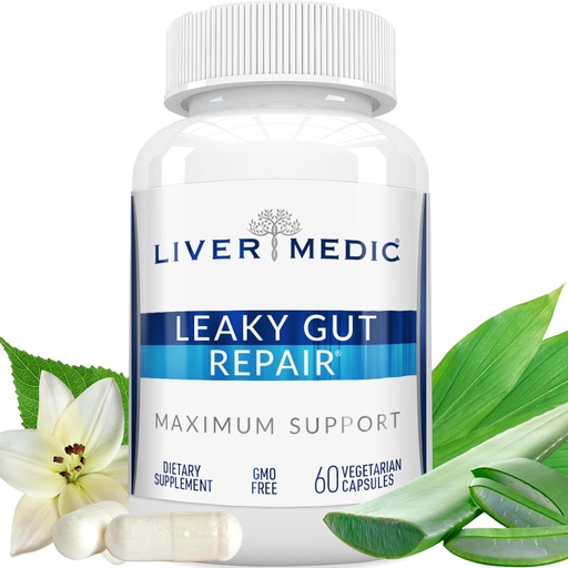 [BRSW2EIDCR6GOD3O] Leaky Gut Repair Natural Gut Health Supplement Glutamine Organic Slippery Elm NAG Marshmallow Root Aloe Vera MSM Quercetin Bromelain Promotes Digestive Ease, Gut Wellness 1000mg 60 Caps