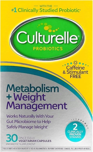 [BRSWYGQDAEOQ4FDF] Culturelle Probiotic Capsules for Healthy Metabolism & Weight Management (Ages 18+) - 30 Count - Helps Manage Weight & Promote Metabolism of Fats, Carbs & Proteins - Caffeine-Free