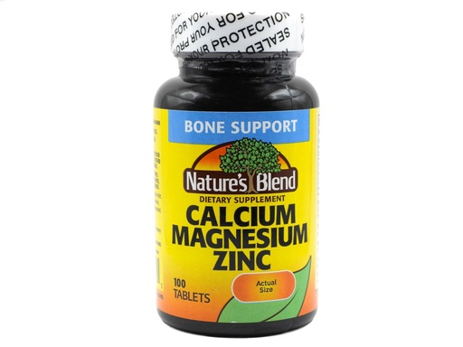 [BRSWIZQCCQBQK2AV] Nature's Blend Calcium Magnesium Zinc Tabs, Unflavored, 100 Count