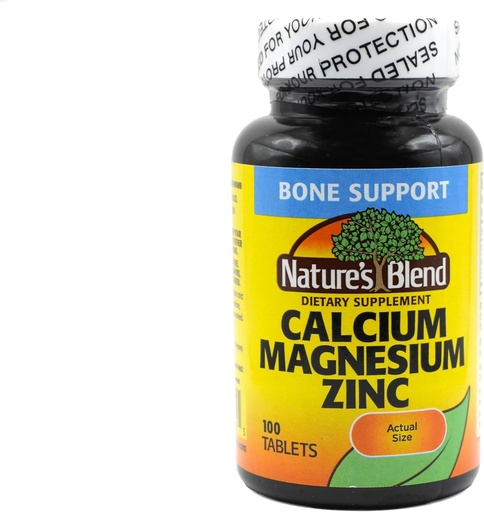 [BRSWIZQCCQBQK2AV] Naturens Blend Calcium Magnesium Zink Tabs, Unflavored, 100 Count