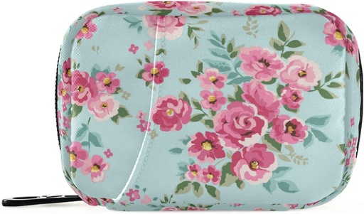 [BRSRMZ3YAQFBQC3F] Naanle Aquarel Rose Flowers Pill Box 7 Dag pil Case Travel Pill Organizer Bag met rits Floral Portable Weekly Case Compacte grootte voor vitamine supplement houder, 4.6 x 3,14 x 1,88 Inch