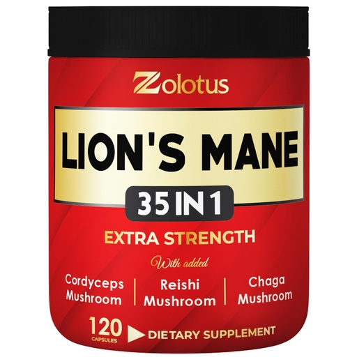 [BRSRMBANB56QAAL3] Zolotus 35 in 1 Lions Mane Mushroom Capsules Cordeyceps, Reishi, Elderberry, Ashwagandha, Panax Ginseng - 120 Count