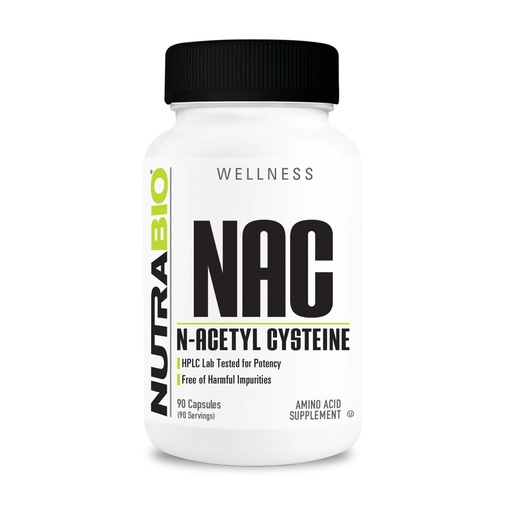 [BRSRM2YQB4GR4D35] NutraBio N-Acetyl Cysteine Supplement (NAC) - 90 Capsules, 600mg Each - Powerful Anti-Oxidant - Immune Support - Boost Glutathione