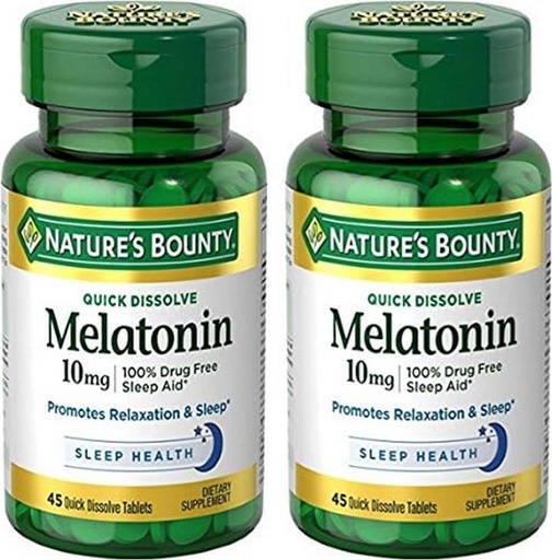 [BRSWKZAKA4GQOEDC] Nature's Bounty Melatonin Quick Dissolve Tablet, 45 Count (Pack of 2)