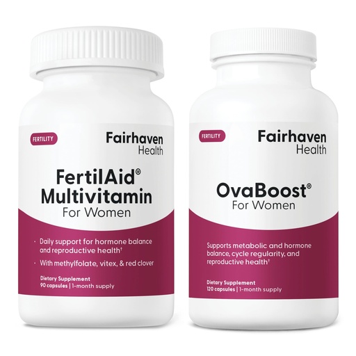 [BRSWIB3QBR4AA2A3] FertilAid for Women & Ovaboost Combo, Female Fertility Supplement & Natural Fertility Vitamin with Myo-Inositol, Vitex & Vitamins to Support Ovulation, Cycle Regularity & Egg Quality, 1 Month Supply