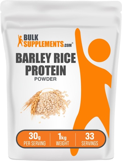 [BRSRMBAODMBGMALK] BulkSupplements.com Barley Rice Protein Powder - Vegan Protein Powder, Sports Nutrition - Unflavored & Dairy Free, 30g per Serving, 1kg (2.2 lbs) (Pack of 1)