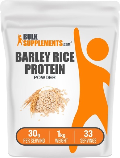 [BRSRMBAODMBGMALK] BulkSupplements.com Barley Rice Protein Powder - Vegansk Protein pulver, Sports Næring - Unflavored & Dairy Free, 30g per servering, 1kg (2,2 lbs) (Pack of 1)