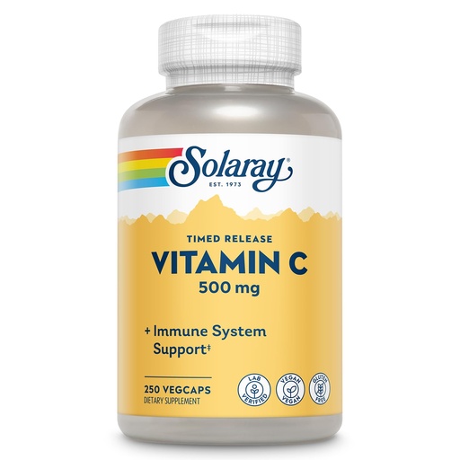 [BRSWIGT6BAHWKETM] SOLARAY Vitamin C 500mg, Two-Stage Timed Release - Antioxidant and Immune Support Supplement - Vitamin C with Rose Hips and Acerola, Vegan, Gluten Free, 60-Day Guarantee, 250 Servings, 250 VegCaps