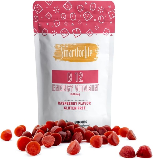 [BRSWY2T6BMBQMFDH] B12 Gummy Vitamins - 1500 mcg Vitamin B12 Gummies for Adults and Kids - Helps with Energy, Metabolism, Bone Nervous System Support - Raspberry Flavor - 60 Count - 60 Day Supply