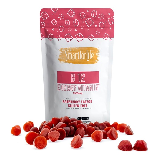 [BRSWY2T6BMBQMFDH] Smart for Life B12 Gummy Vitamins - 1500 mcg Vitamin B12 Gummies for Adults and Kids - Helps with Energy, Metabolism, Bone Nervous System Support - Raspberry Flavor - 60 Count