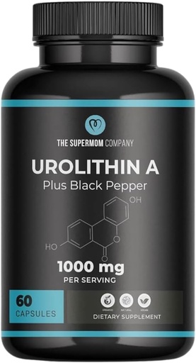 [BRSRAYIKBNYGY334] Urolithin A Plus Black Pepper Dietary Supplement - 1000mg per Serving, 60 Vegetable Capsules