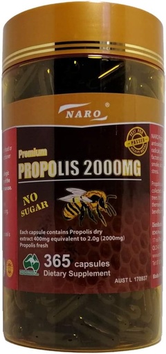 [BRSWKFIZAIFBMHA3] Naro Bee Propolis Extract 2000mg Premium Eucalyptus Dark 365 Capsules Australian Made