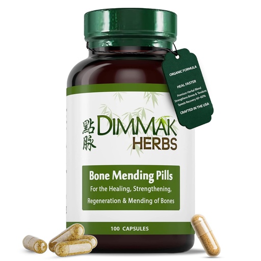 [BRSWGZILBYHRSA3F] Dimmak Herbs Bone Mending Pills- Rapid Fracture & Broken Bone Healing Supplement- Advanced TCM Formula with Drynaria- Stress Fracture & Osteoblast Support- Organic, Vegan- 500mg 100 Capsules