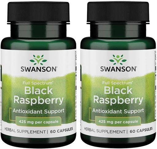 [BRSWGAANDIDQE2DG] Swanson Black Raspberry - Suplimentul vegetal Promovarea suportului global de wellness - Sursa naturală de Flavonoids & Vitamina C - (60 capsule, 425 mg fiecare) (2 ambalaj)