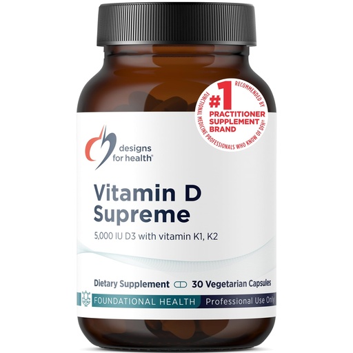 [BRSWGFARDNYAEEQ3] Designs for Health Vitamin D Supreme - Vitamin D 5000 IU with 2000mcg Vitamin K as MK4 for Bone Health, Heart Health, Mood & Immune Support - Vitamin D3 Enhanced with GG Supplement (30 Capsules)