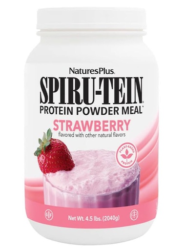 [BRSROGQCBYCWCA3X] NaturesPlus SPIRU-TEIN, Strawberry - 4.5 lbs - Plant-Based Protein Shake - Non-GMO, Vegetarian, Gluten Free - 60 Servings